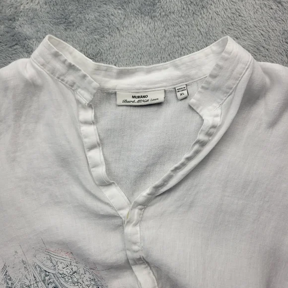 Murano Baird Mcnutt Mens Linen Shirt Size XL Floral Long Sleeve Button Front - Picture 10 of 12